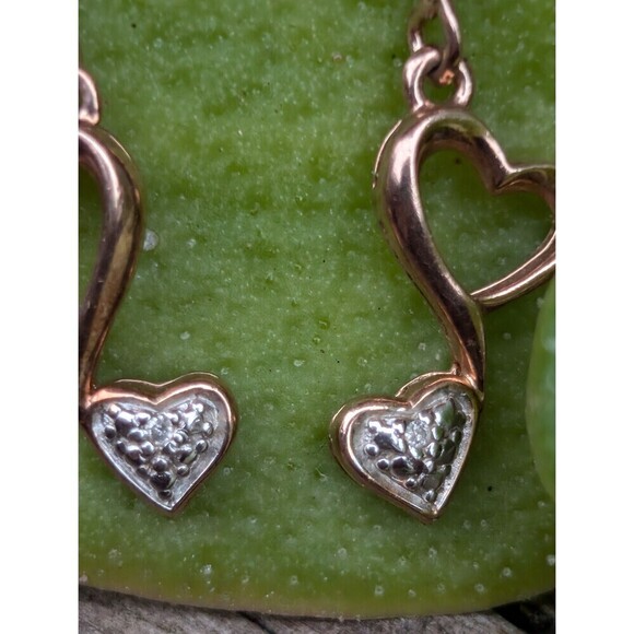 Vintage Sterling Gold Vermeil Heart Earrings - Picture 4 of 9